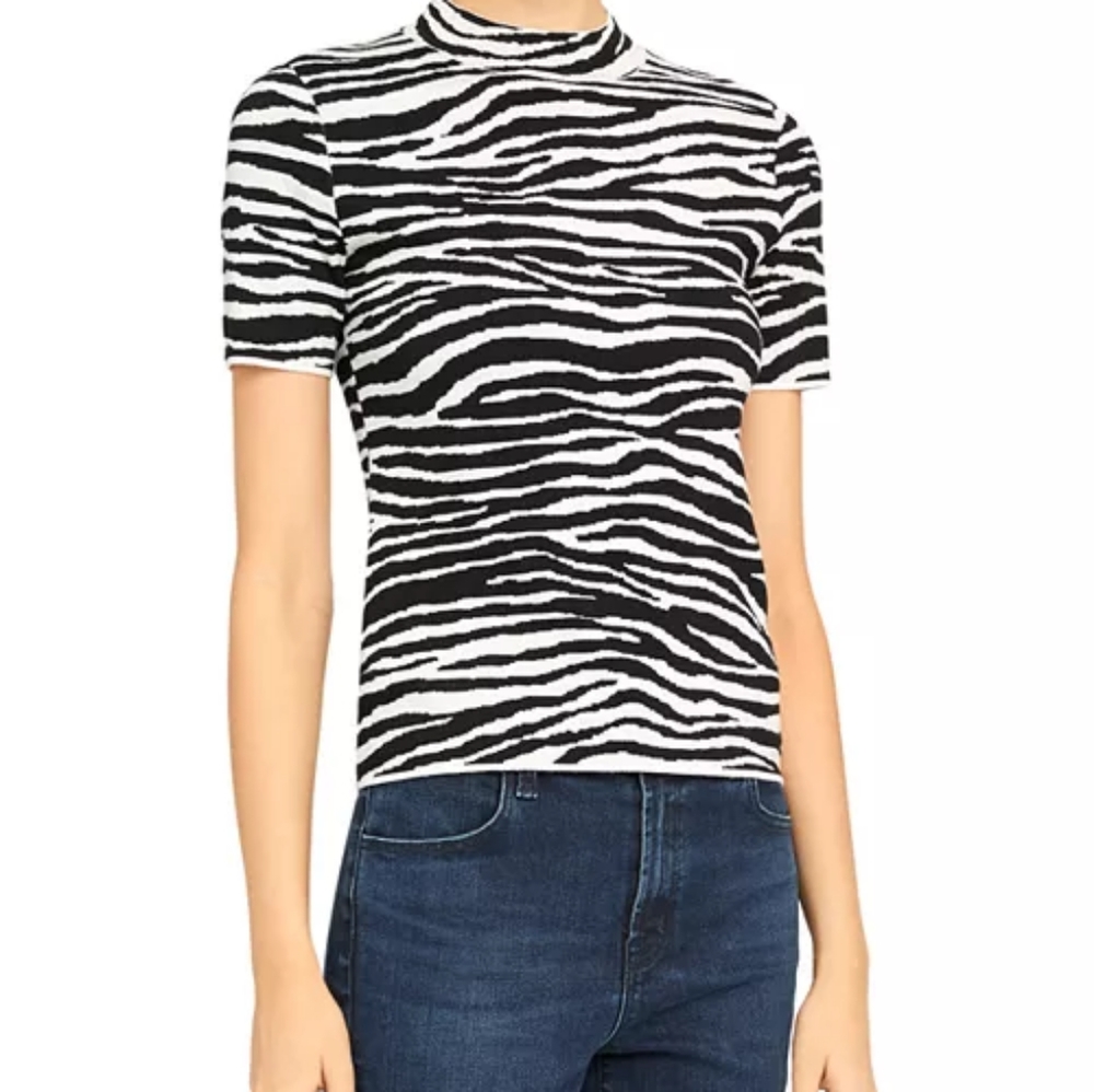 6 Degree Zebra-Print Short-Sleeve Size Small
